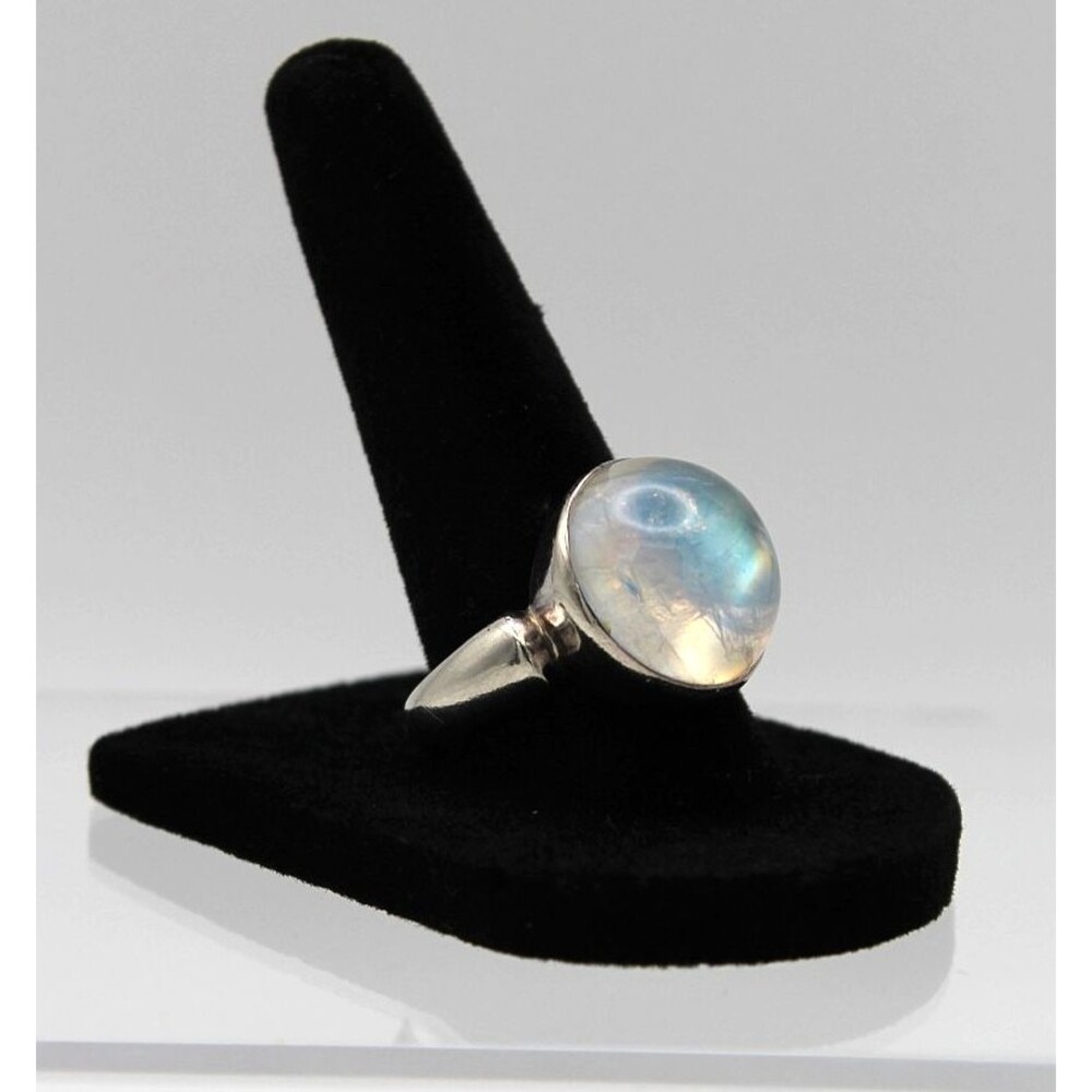 925 Sterling Silver Moonstone Cabochon Solitaire Statement Ring Size 9